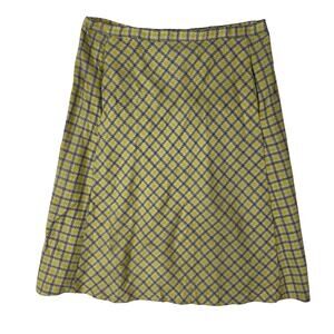 Title: Vintage 60s Yellow Check Skirt Shepherd Plaid Metal Zip 34W Large As-Is